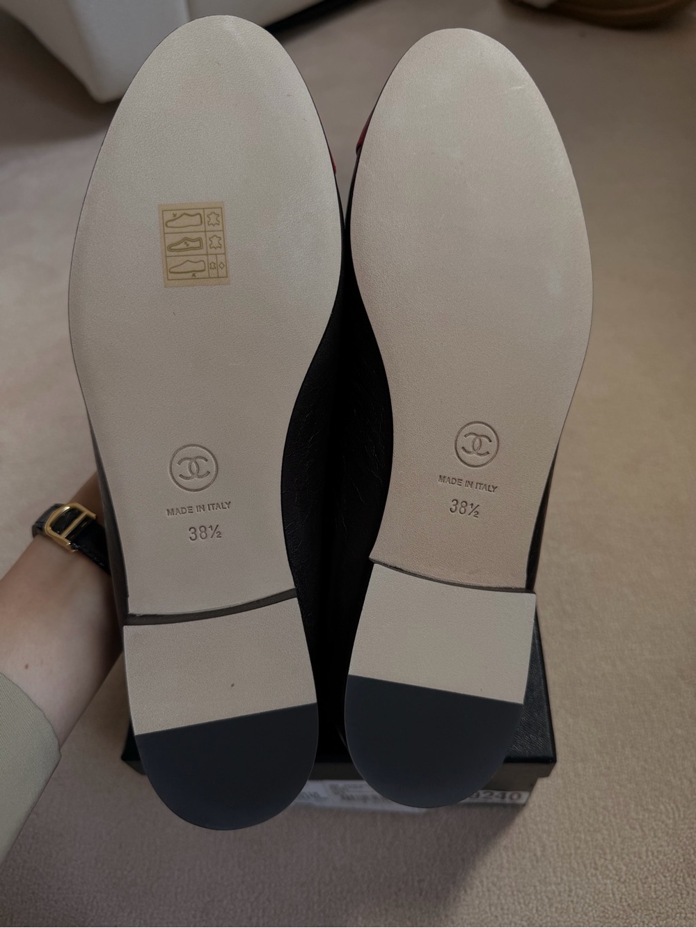 CHANEL MATTHIEU BLAZY Brown Leather Ballet Flats with Red Cap Toe NWT - Picture 4 of 9